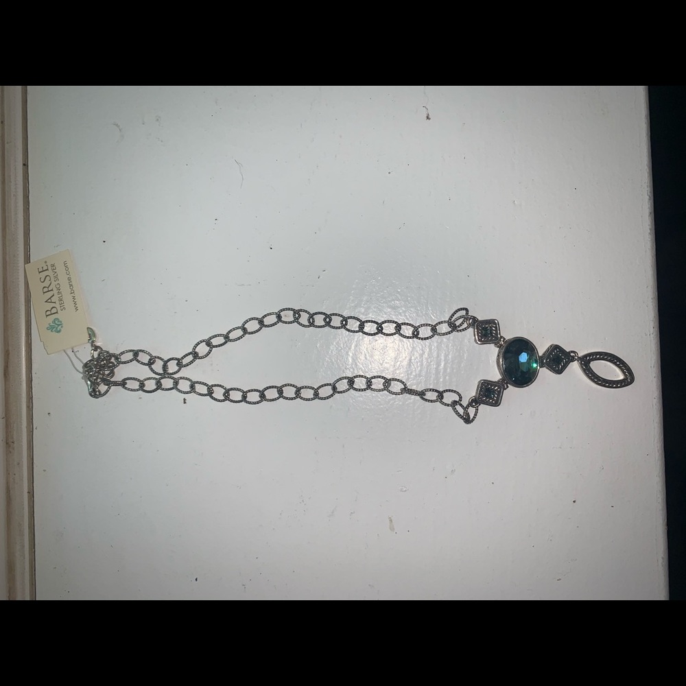Sterling Silver Barse Necklace with Gem Pendant